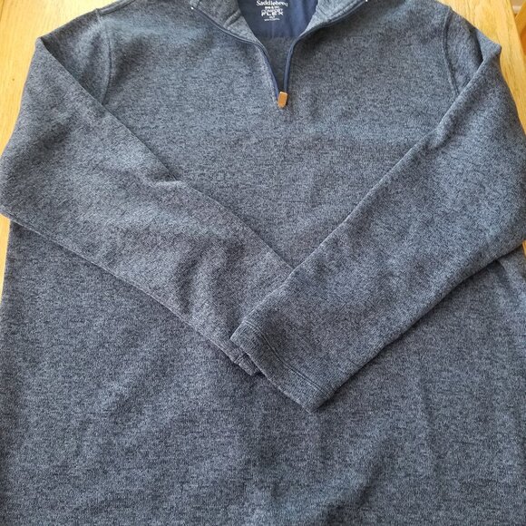 Men's Saddlebred Big & Tall Blue Quarter Zip Pockets Long Sleeve Jacket XLT - Picture 2 of 7
